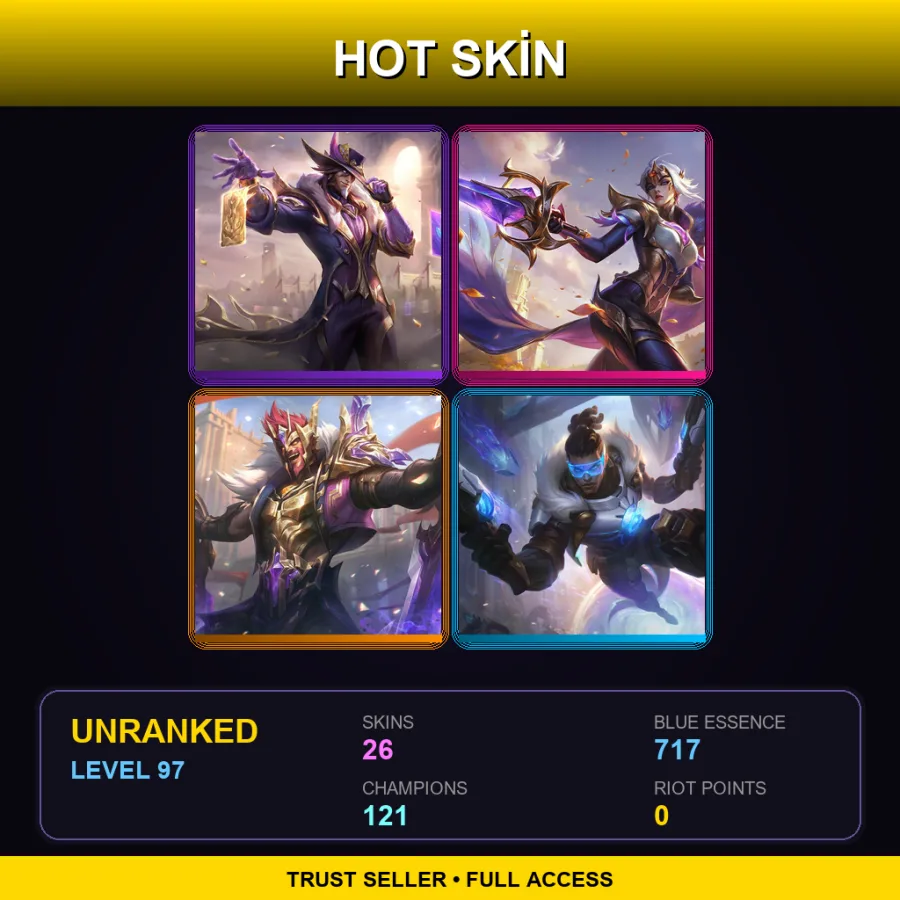 EUW | Lv97 | Unranked | 26 Skin | 121 Champ — Broken Covenant Riven
