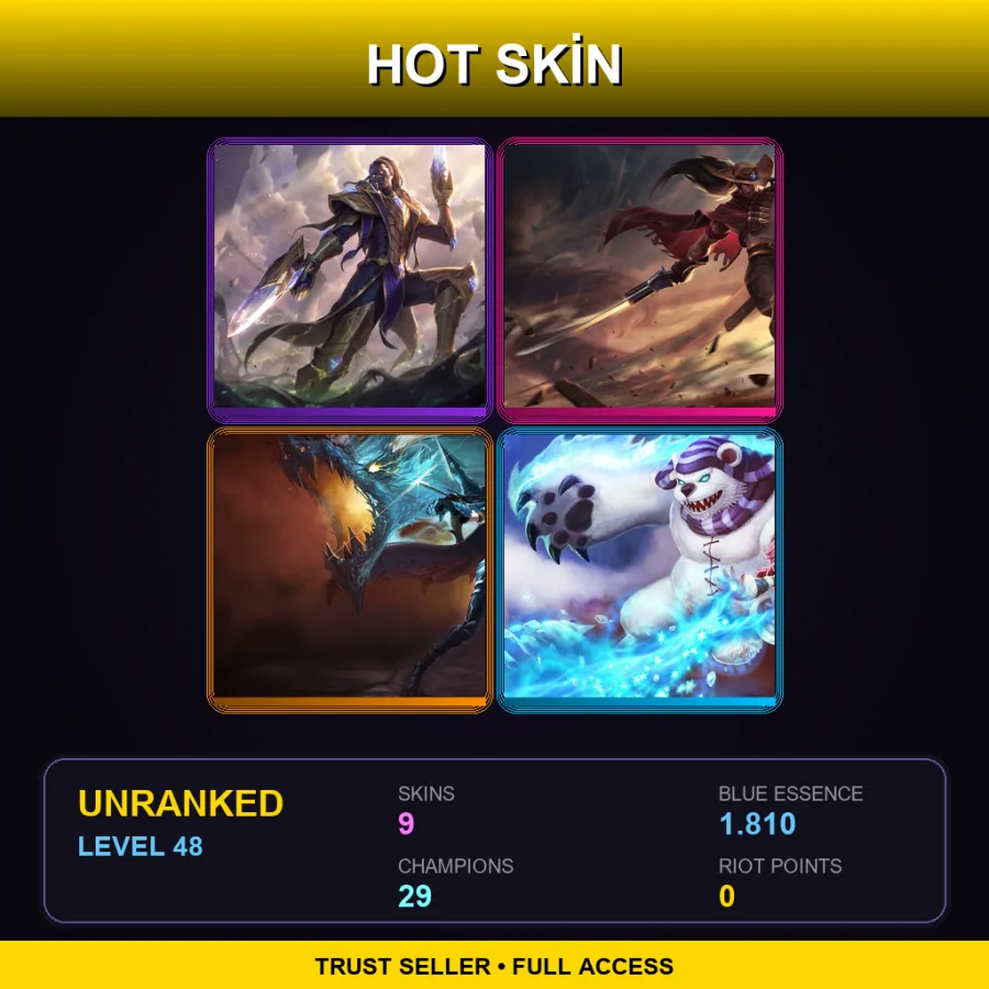 BR | Lv48 | Unranked | 9 Skin | 29 Champ