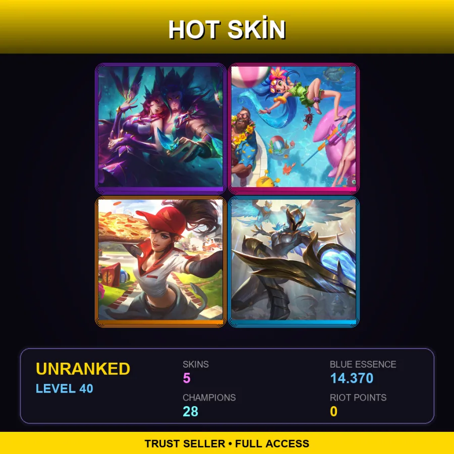 LAN | Lv40 | Unranked | 5 Skin | 28 Champ — LoL account