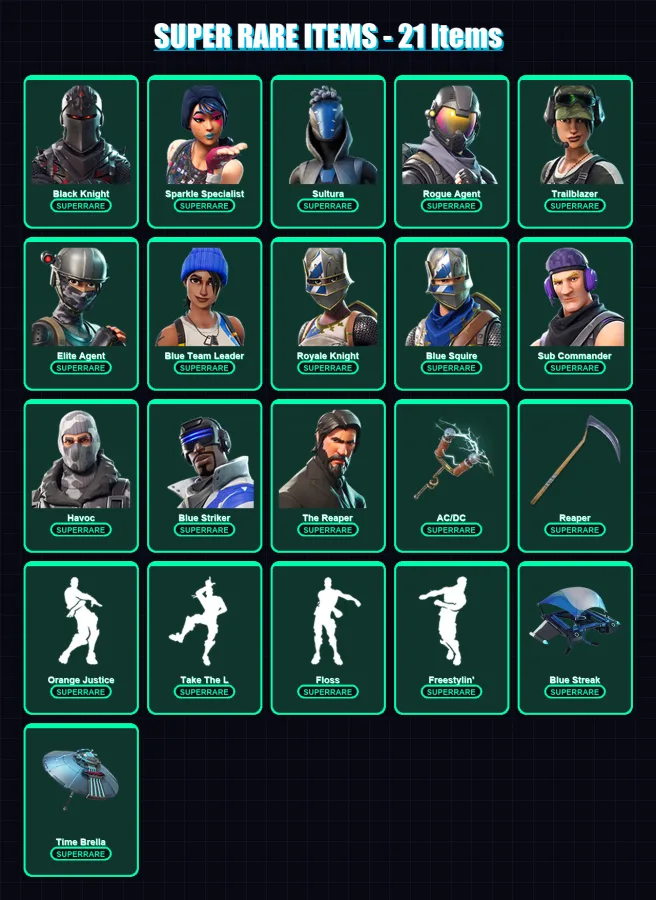 [PS4/PS5/XBOX/PC] | OG Skull Trooper | Black Knight | Sparkle Specialist | 118 skin | Lv1541