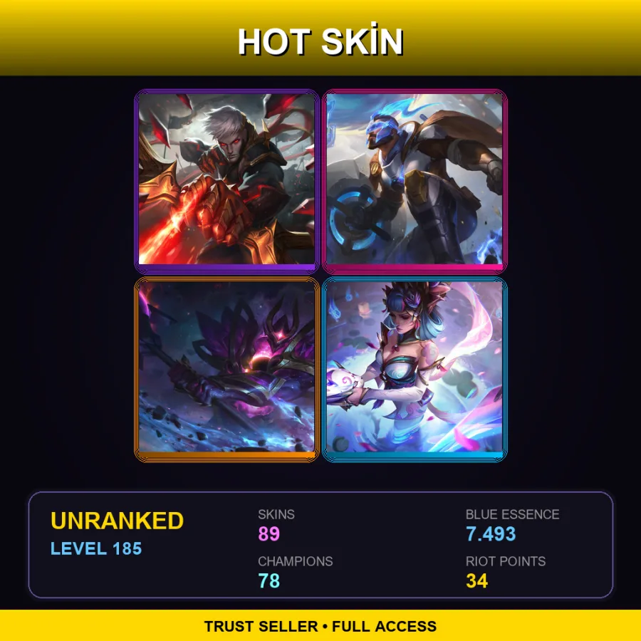 BR | Lv185 | Unranked | 89 Skin | 78 Champ — LoL account