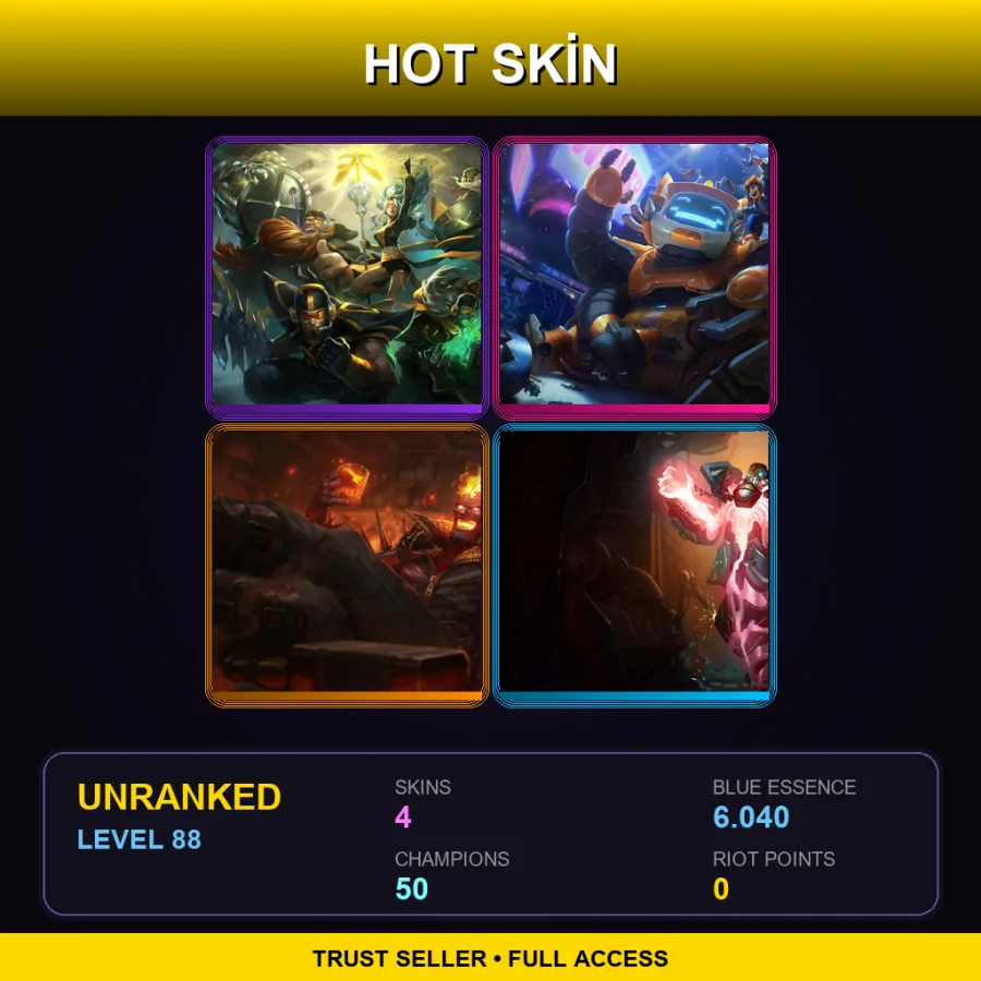 LAS | Lv88 | Unranked | 4 Skin | 50 Champ — LoL account