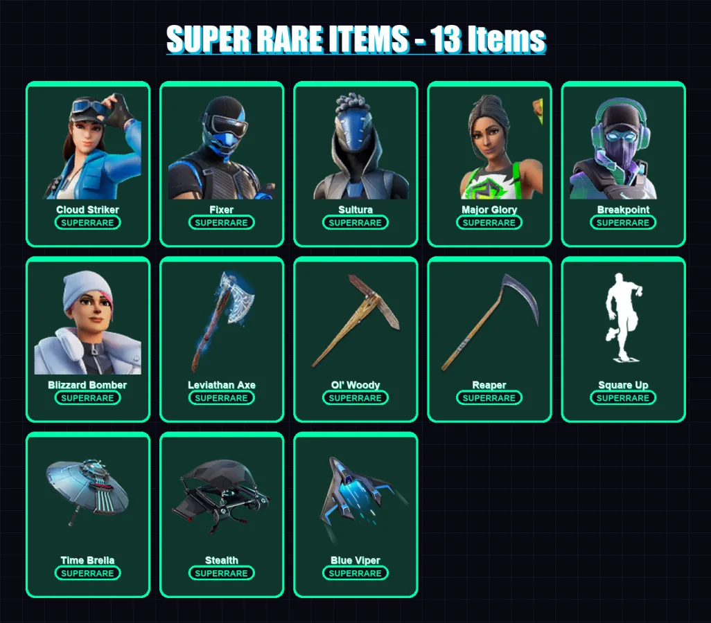 [PC/XBOX/PSN] | Cloud Striker | Fixer | Sultura | Major Glory | Breakpoint | 434 skin | 404 pickaxe | 269 emote | 247 glider | Lv4990