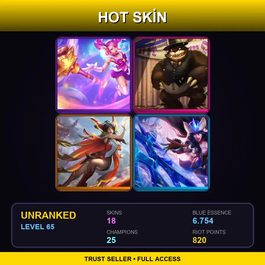 EUNE | Lv65 | Unranked | 18 Skin | 25 Champ