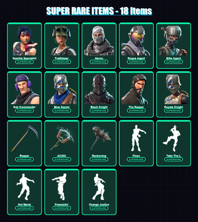 [PS4/PS5/PC] | Sparkle Specialist | Trailblazer | Havoc | Rogue Agent | Elite Agent | 140 skin | 97 pickaxe | 95 emote | 103 glider | Lv1421