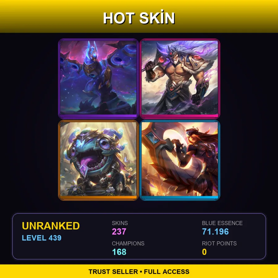 TW | Lv439 | Unranked | 237 Skin | 168 Champ — Hextech Singed