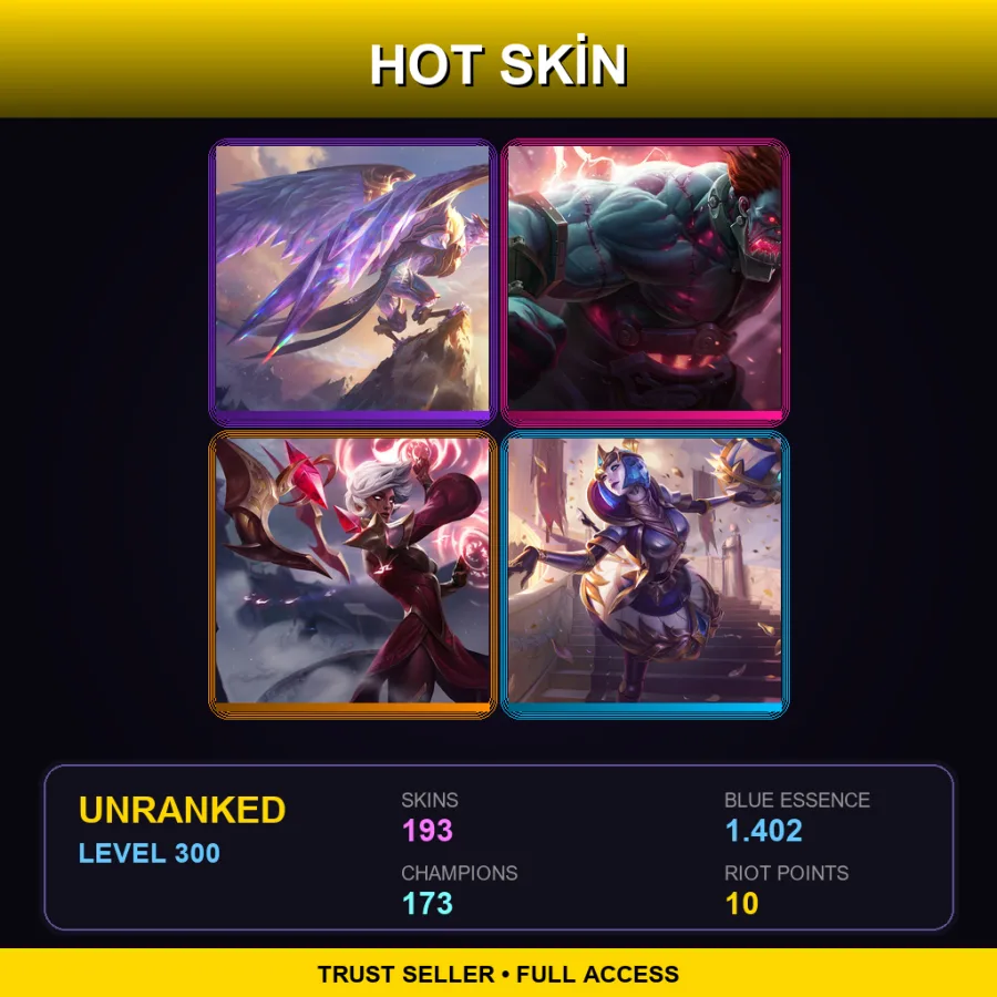 TR | Lv300 | Unranked | 193 Skin | 173 Champ — Pulsefire Shen