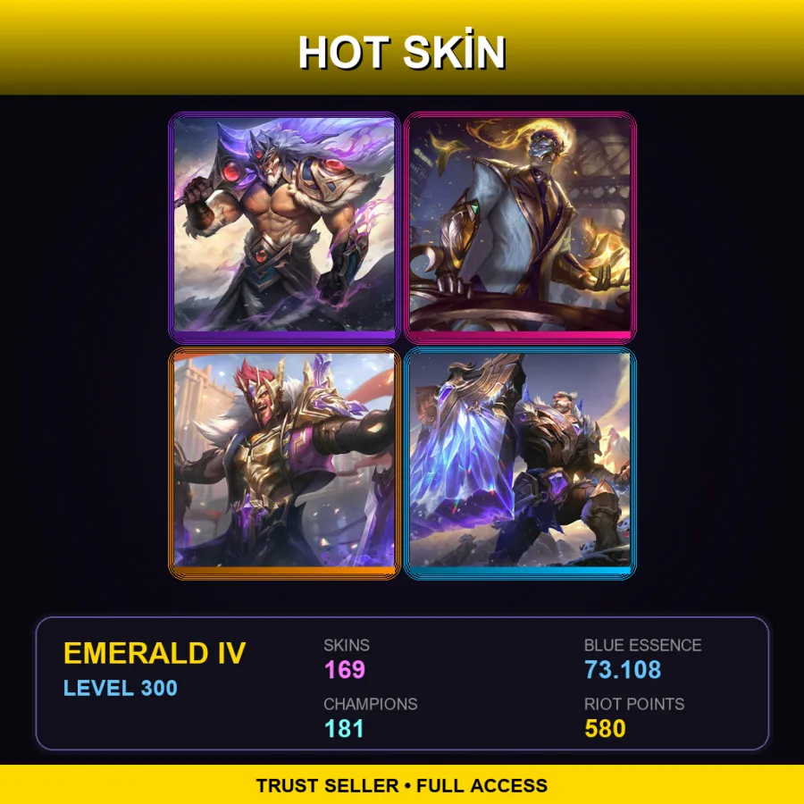 EUW | Victorious Tryndamere | Prestige Debonair Brand | Victorious Draven | Victorious Braum | 169 Skin | 181 Champ | Emerald IV | Lv300