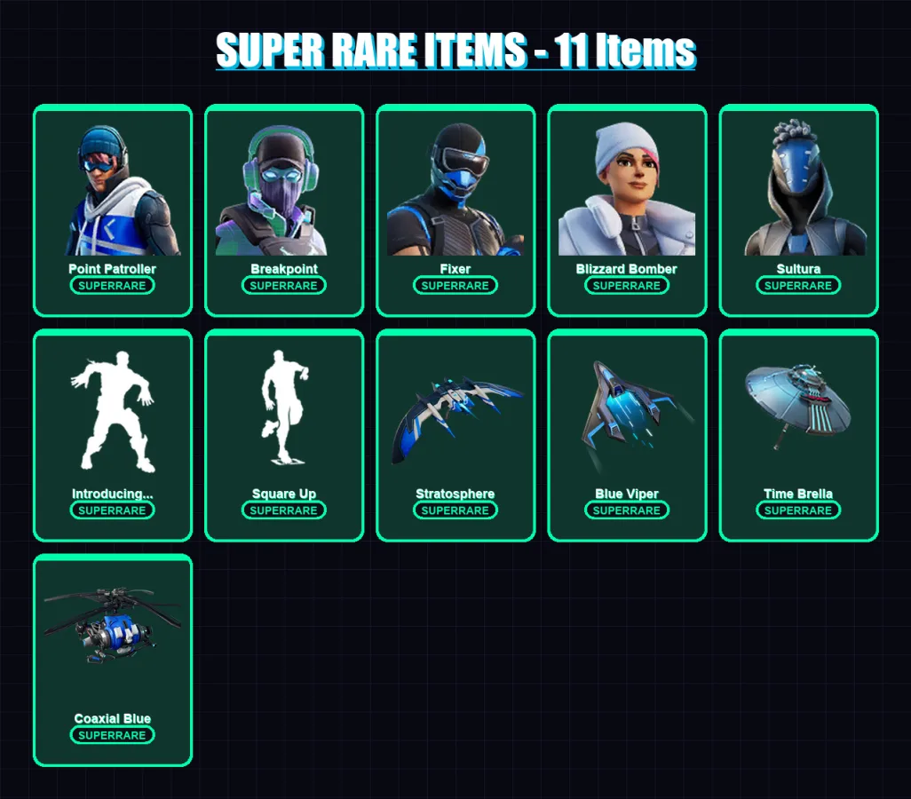 [PC/XBOX] | Point Patroller | Breakpoint | Fixer | Blizzard Bomber | Sultura | 189 skin | 178 pickaxe | 123 emote | 117 glider | Lv1551