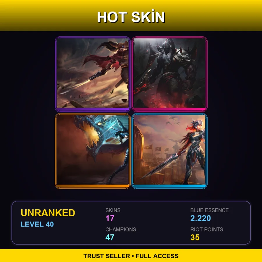EUW | Lv40 | Unranked | 17 Skin | 47 Champ — LoL account