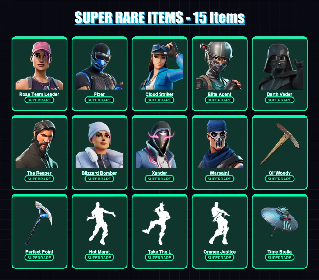 [PC] | Rose Team Leader | Fixer | Cloud Striker | Elite Agent | Darth Vader | 144 skin | 171 pickaxe | 154 emote | 162 glider | Lv2568