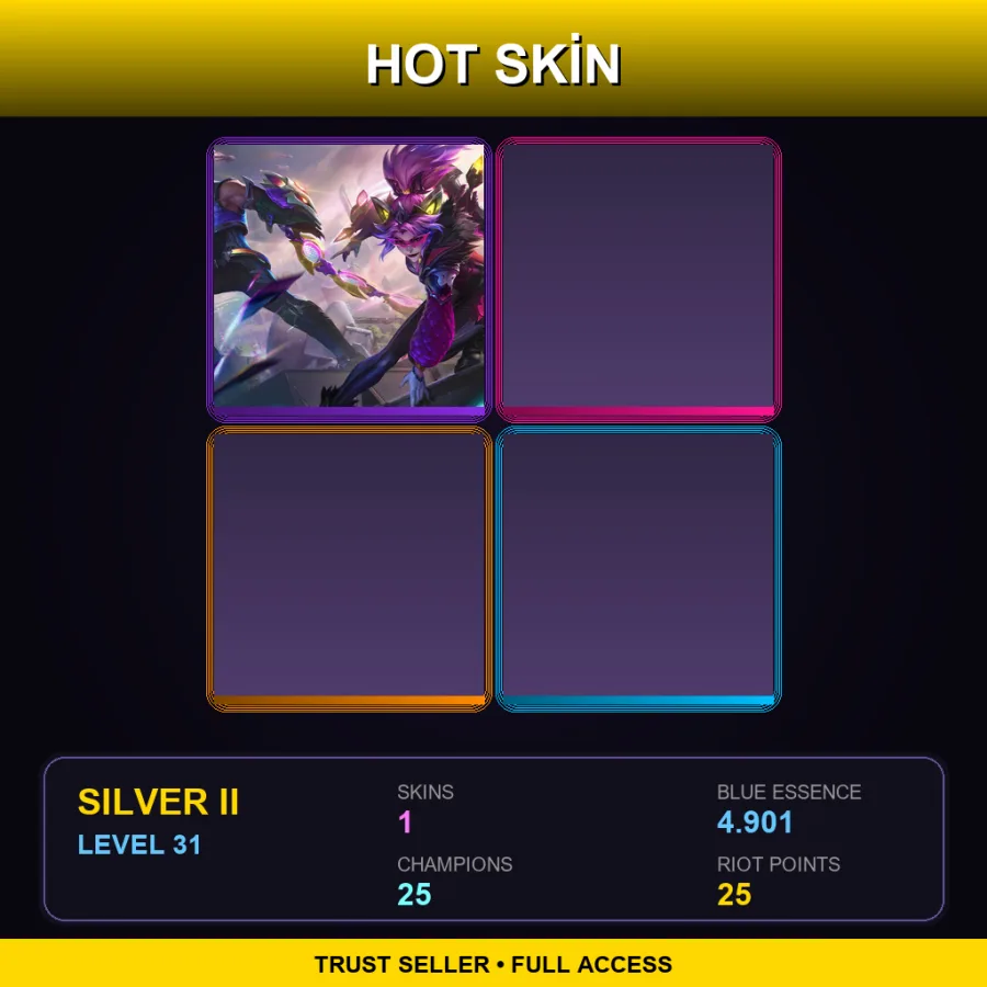 EUNE | Battle Bat Vayne | 1 Skin | 25 Champ | Silver II | Lv31