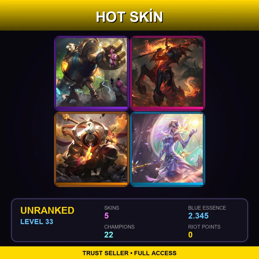 LAS | Lv33 | Unranked | 5 Skin | 22 Champ — God Staff Jax