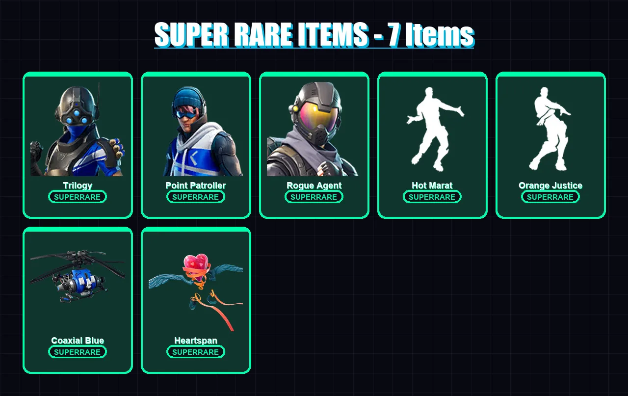 [PS4/PS5/XBOX/PC] | Trilogy | Point Patroller | Rogue Agent | Musha | Ruin | 51 skin | 47 pickaxe | 76 emote | 58 glider | Lv1109