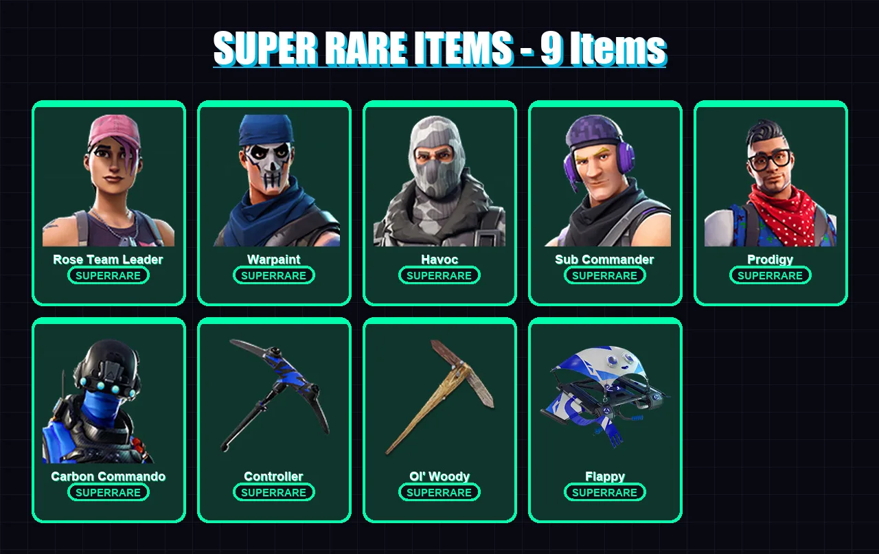 [PC/XBOX/PSN] | Rose Team Leader | Warpaint | Havoc | Sub Commander | Rust Lord | 11 skin | 16 pickaxe | 14 emote | 20 glider | Lv260 — Fortnite account