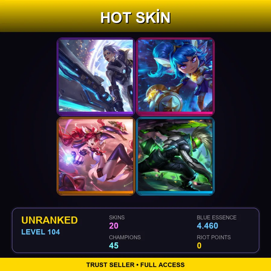 LAN | Lv104 | Unranked | 20 Skin | 45 Champ