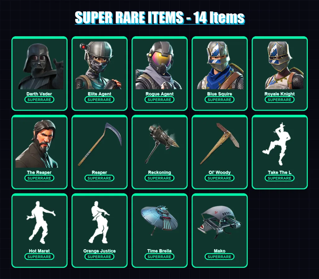 [PC/PSN] | Darth Vader | Elite Agent | Rogue Agent | Blue Squire | Royale Knight | 181 skin | 159 pickaxe | 162 emote | 139 glider | Lv2015