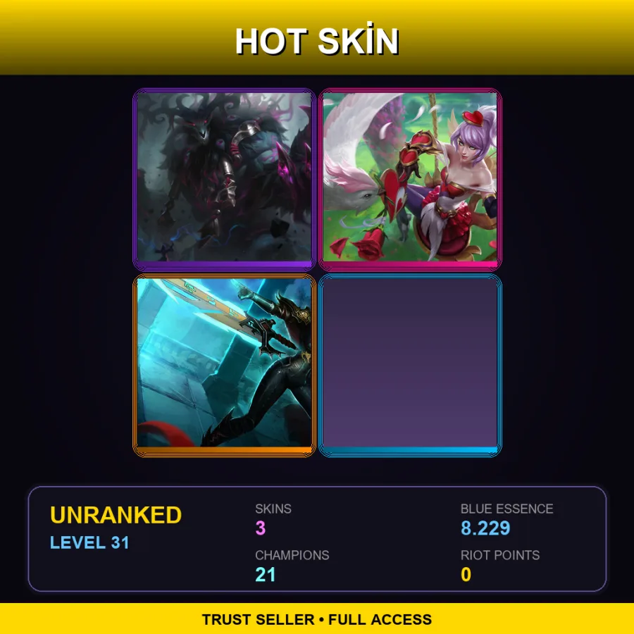 EUW | Lv31 | Unranked | 3 Skin | 21 Champ