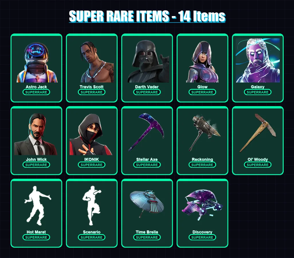 [SWITCH/PC] | Astro Jack | Travis Scott | Darth Vader | Glow | Galaxy | 345 skin | 359 pickaxe | 322 emote | 245 glider | Lv3104