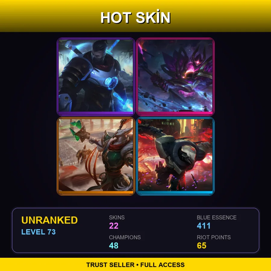 OCE | Lv73 | Unranked | 22 Skin | 48 Champ — LoL account