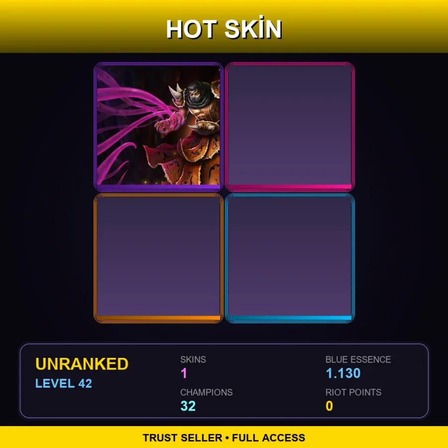 EUW | Lv42 | Unranked | 1 Skin | 32 Champ — LoL account