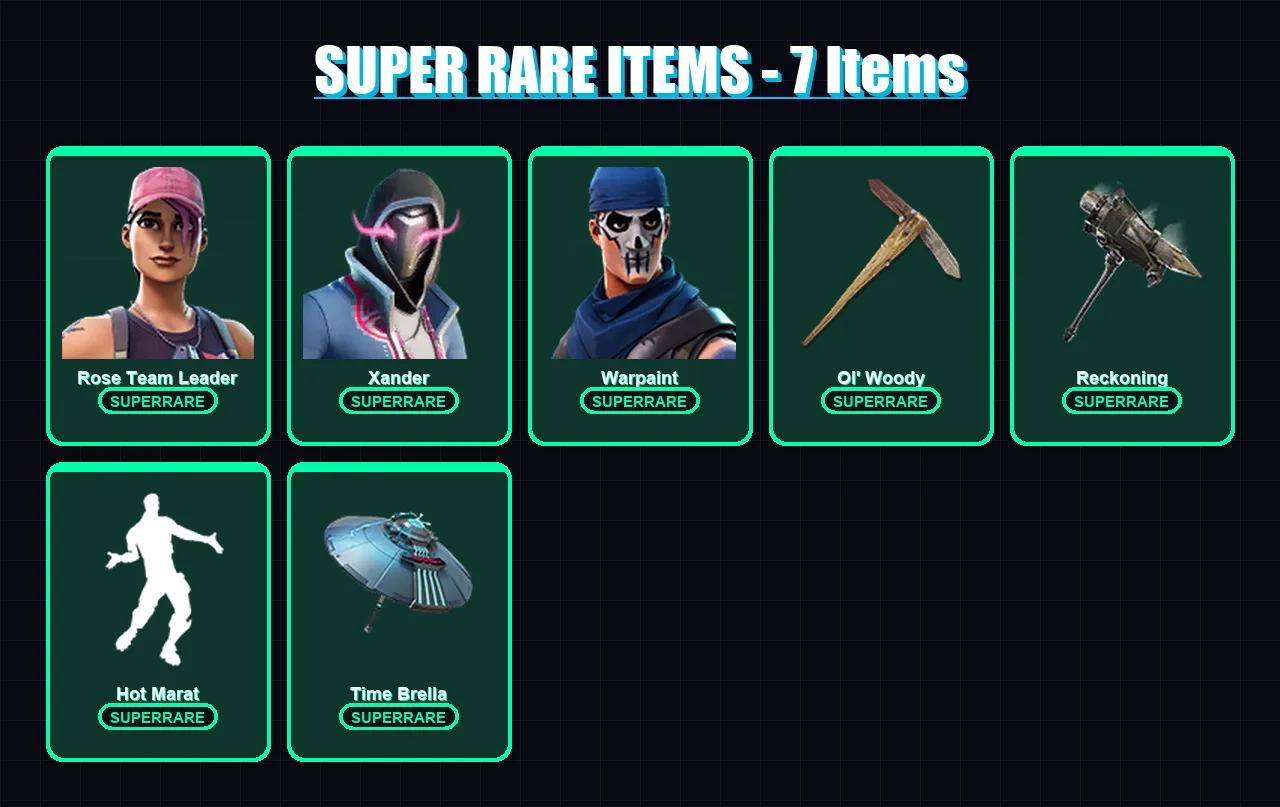 [PC/XBOX/PSN] | Rose Team Leader | Xander | Warpaint | Sentinel | Vendetta | 277 skin | 298 pickaxe | 218 emote | 220 glider | Lv3957