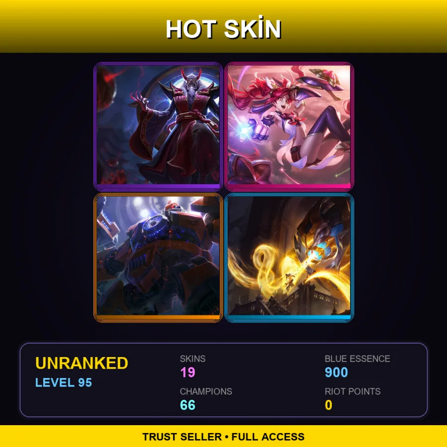 EUW | Lv95 | Unranked | 19 Skin | 66 Champ