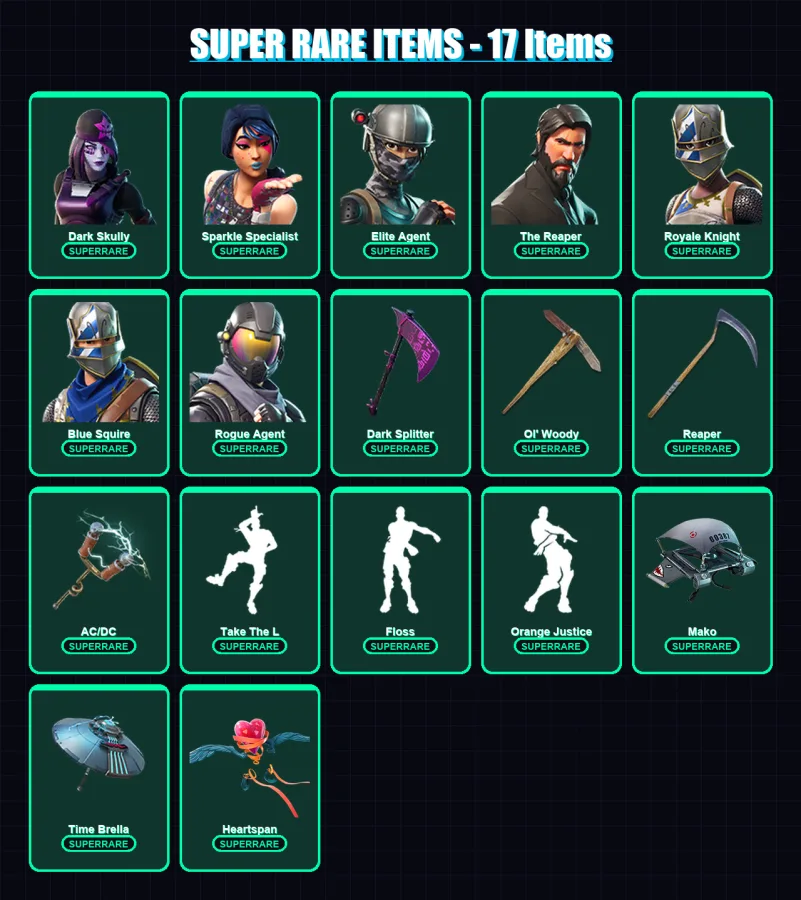 [PC/PSN] | OG Ghoul Trooper | Dark Skully | Sparkle Specialist | Elite Agent | The Reaper | 88 skin | 120 pickaxe | 93 emote | 101 glider | Lv1415