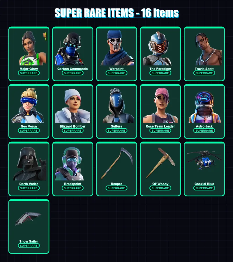 [PS4/PS5/XBOX/PC] | Major Glory | Carbon Commando | Warpaint | The Paradigm | Travis Scott | 337 skin | 328 pickaxe | 361 emote | 239 glider | Lv425 — Fortnite account