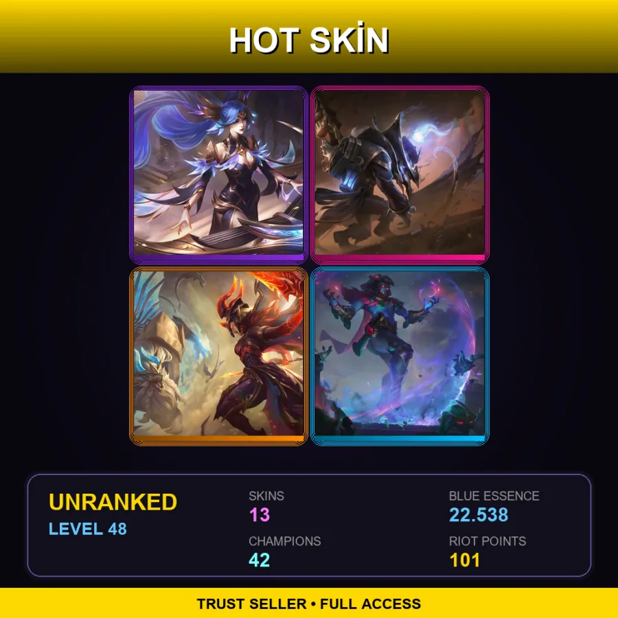 EUW | Lv48 | Unranked | 13 Skin | 42 Champ