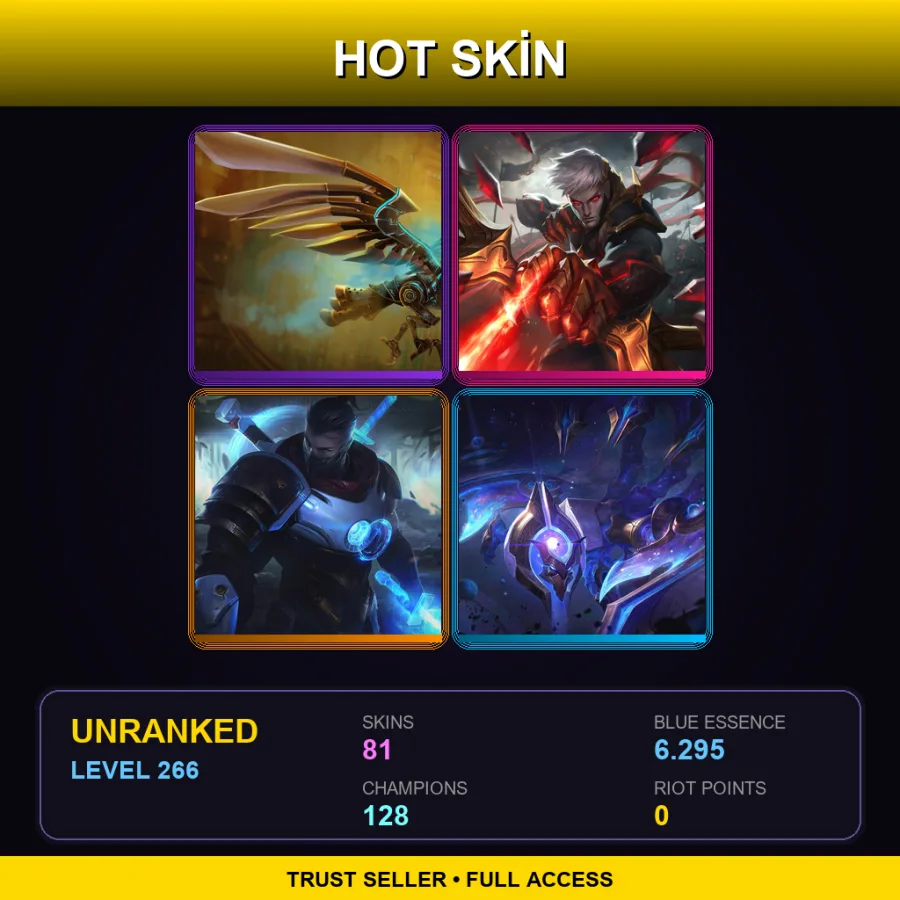 LAS | Lv266 | Unranked | 81 Skin | 128 Champ — High Noon Varus