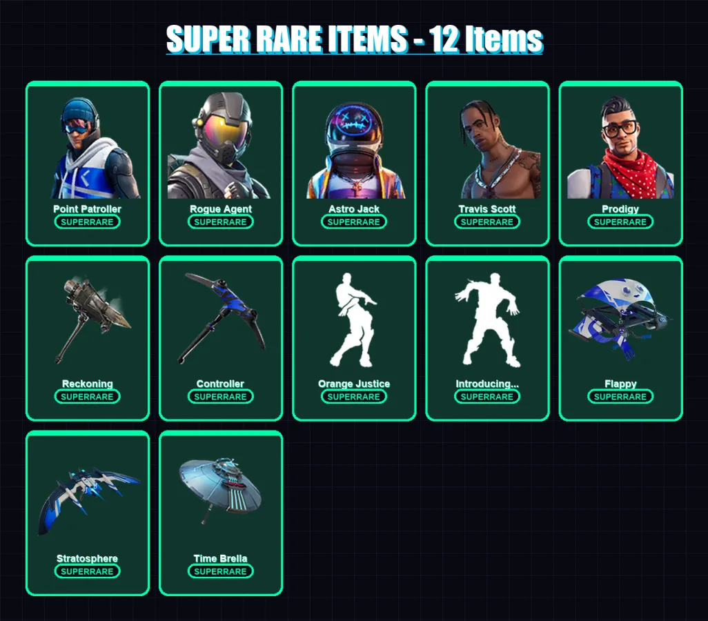 [PC/XBOX] | Point Patroller | Rogue Agent | Astro Jack | Travis Scott | Prodigy | 115 skin | 135 pickaxe | 126 emote | 133 glider | Lv1916