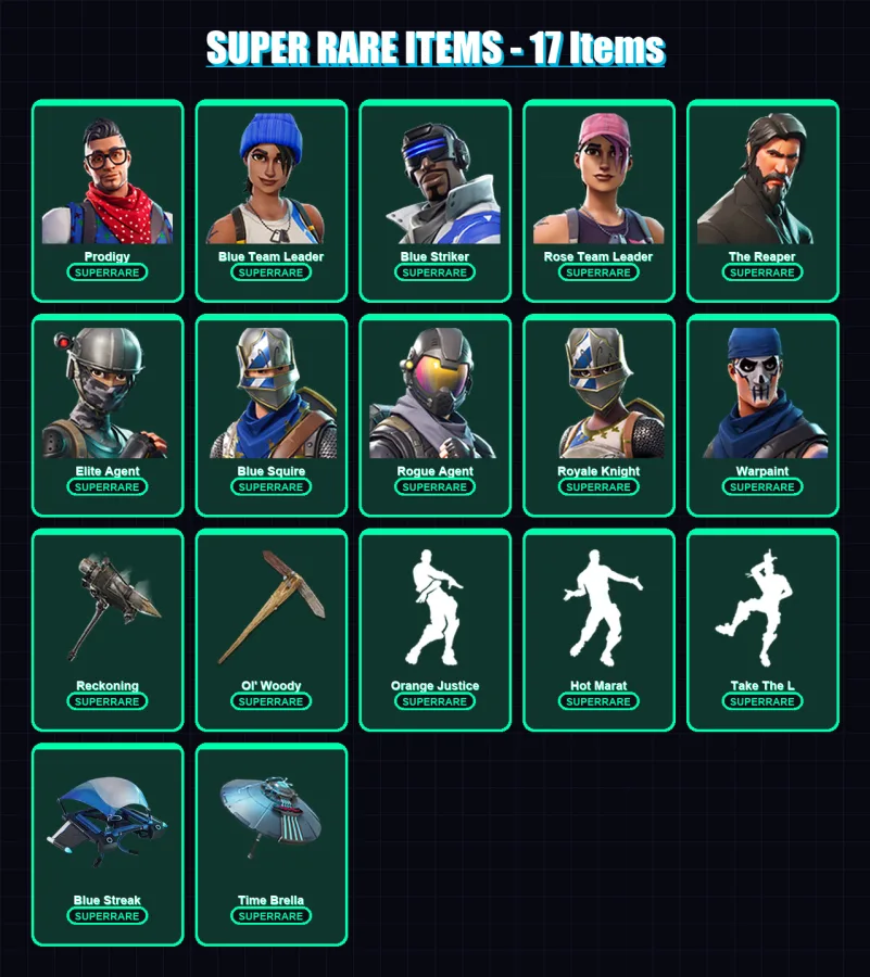 [PC/XBOX/PSN] | Prodigy | Blue Team Leader | Blue Striker | Rose Team Leader | The Reaper | 84 skin | 69 pickaxe | 111 emote | 83 glider | Lv980