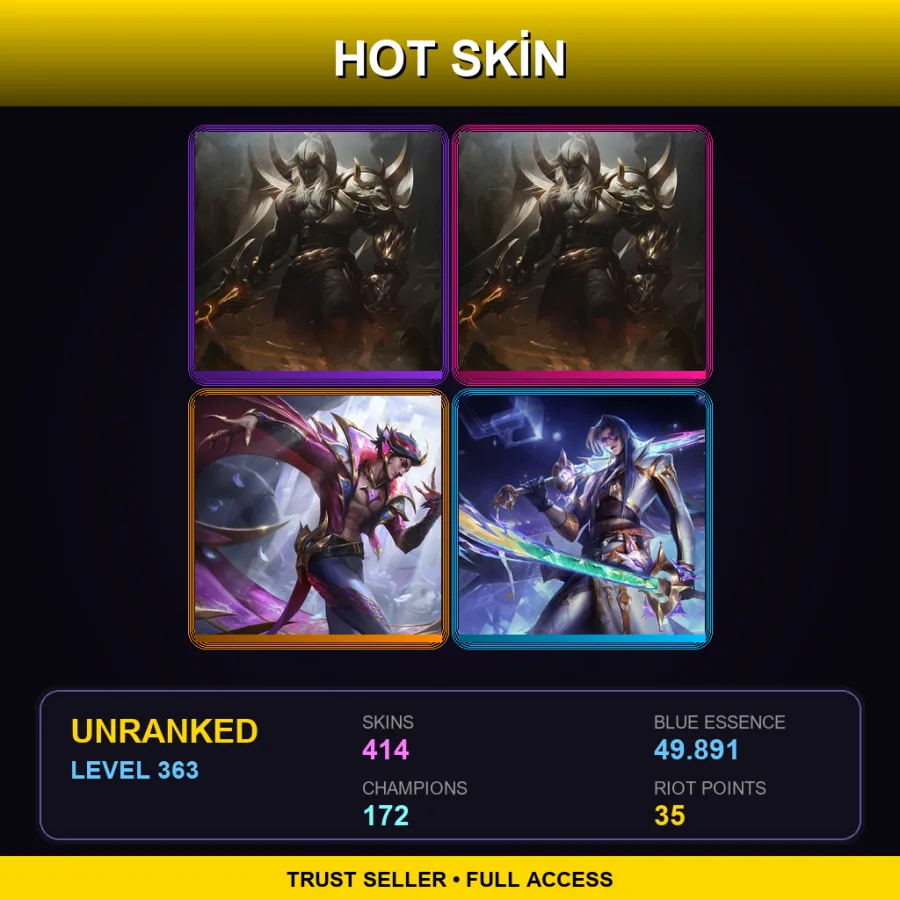 OCE | Lv363 | Unranked | 414 Skin | 172 Champ — LoL account