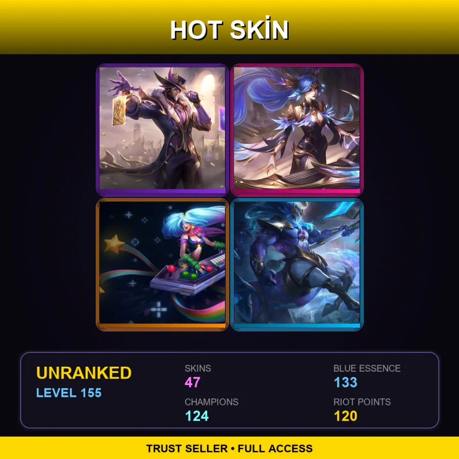 RU | Lv155 | Unranked | 47 Skin | 124 Champ — LoL account