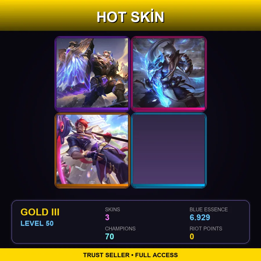 VN | Lv50 | Gold III | 3 Skin | 70 Champ