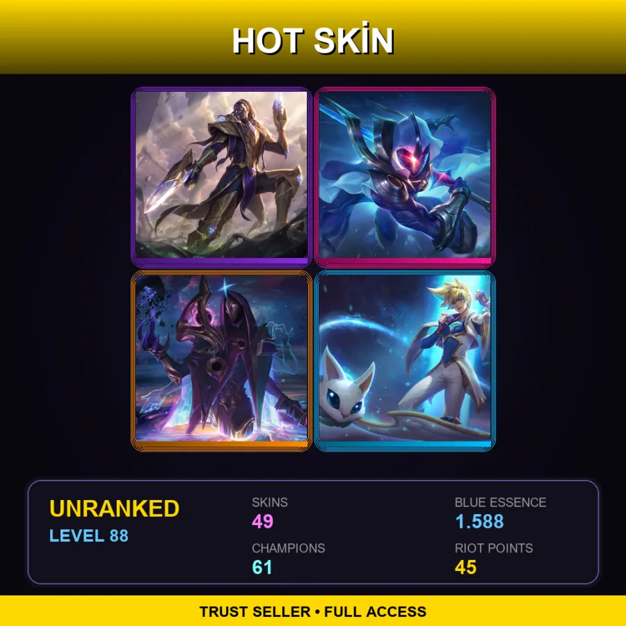 EUNE | Lv88 | Unranked | 49 Skin | 61 Champ