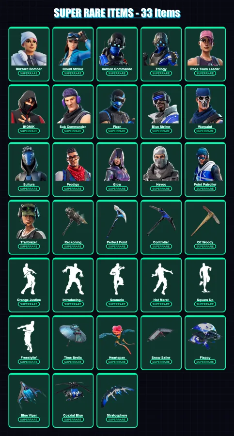 [PS4/PS5/XBOX/PC] | Blizzard Bomber | Cloud Striker | Carbon Commando | 147 skin | Lv1656