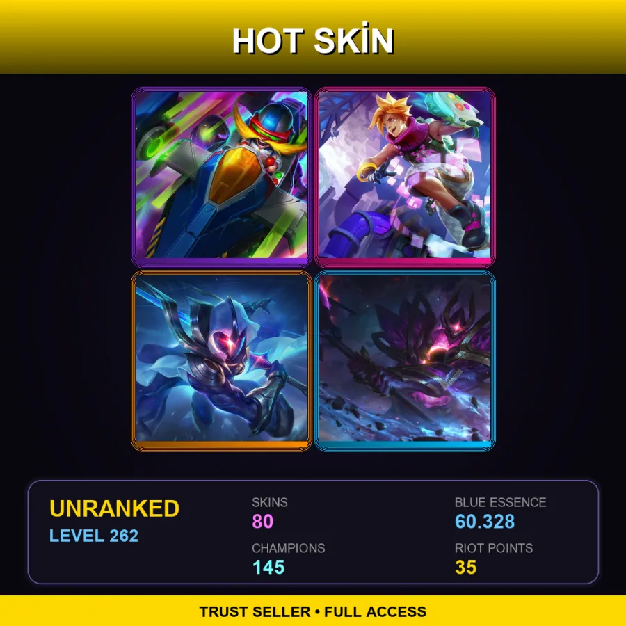 EUW | Lv262 | Unranked | 80 Skin | 145 Champ