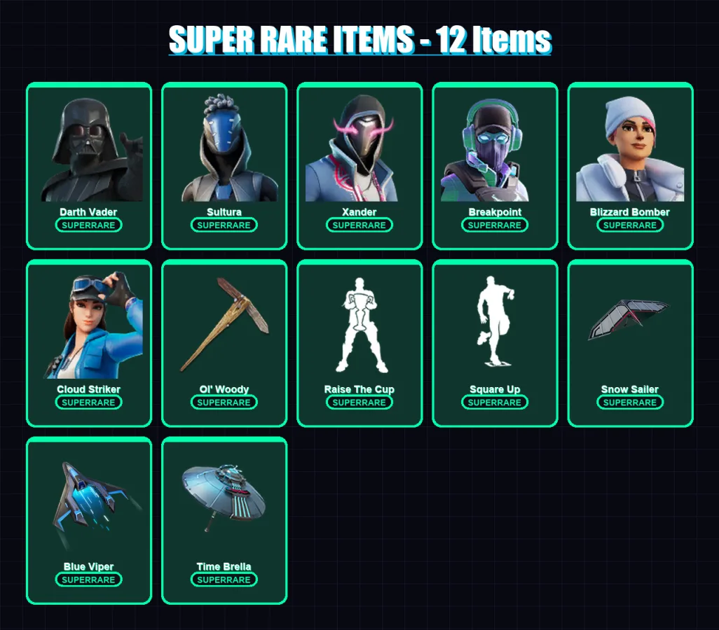 [PS4/PS5/PC] | Darth Vader | Sultura | Xander | Breakpoint | Blizzard Bomber | 322 skin | 340 pickaxe | 244 emote | 245 glider | Lv3615