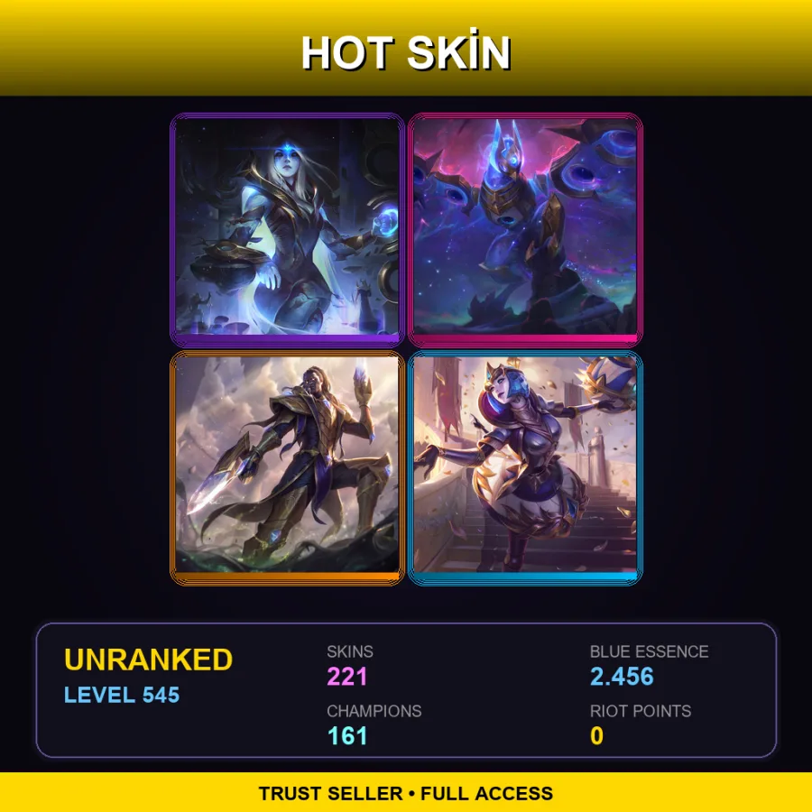 VN | Lv545 | Unranked | 221 Skin | 161 Champ — LoL account
