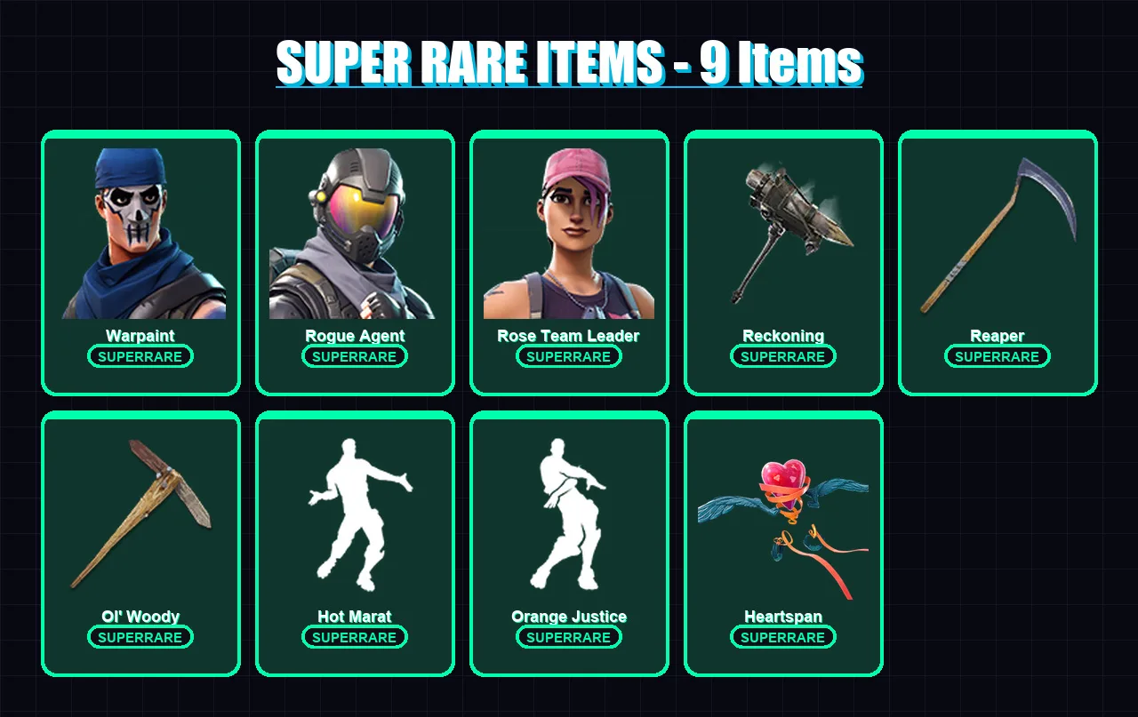 [PC/PSN] | Warpaint | Rogue Agent | Rose Team Leader | Ruin | Omega | 117 skin | 110 pickaxe | 123 emote | 118 glider | Lv1310