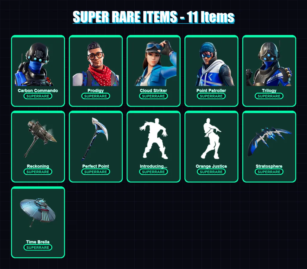 [PC/XBOX/PSN] | Carbon Commando | Prodigy | Cloud Striker | Point Patroller | Trilogy | 72 skin | 73 pickaxe | 71 emote | 64 glider | Lv1076 — Fortnite account