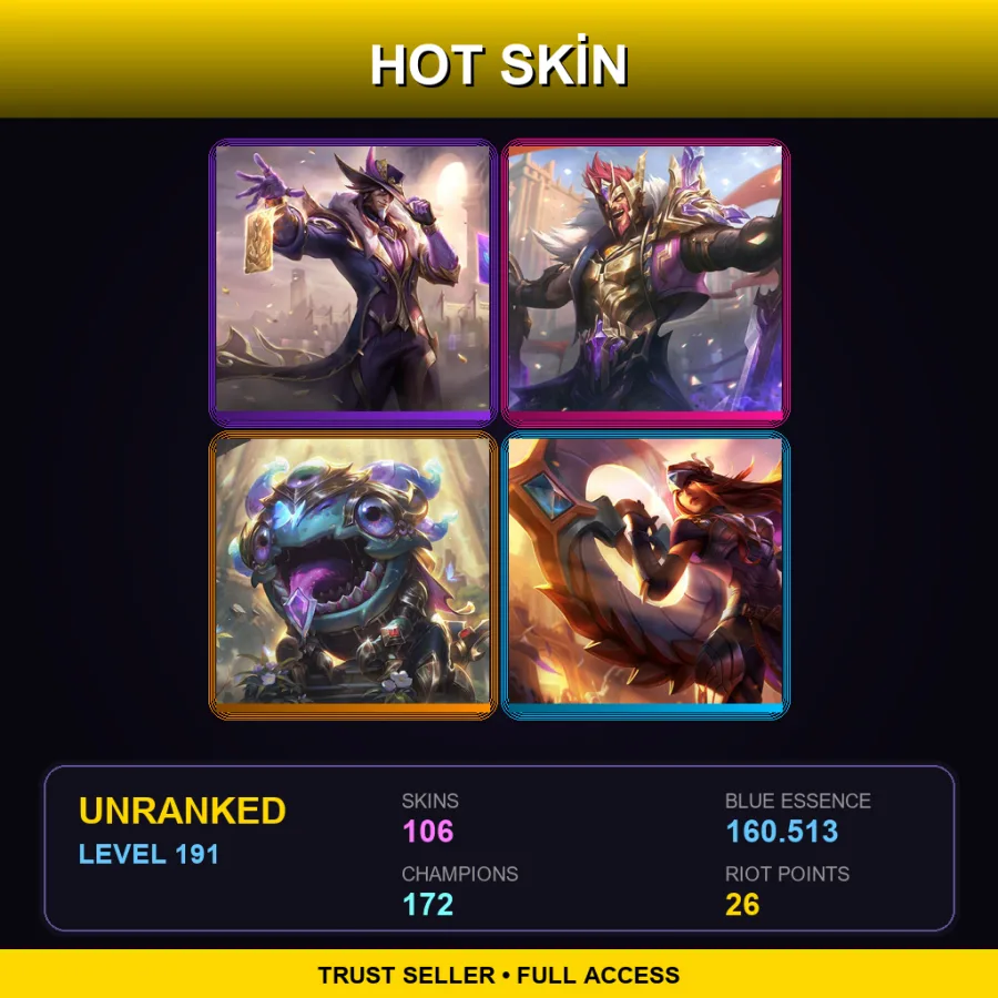 JP | Lv191 | Unranked | 106 Skin | 172 Champ