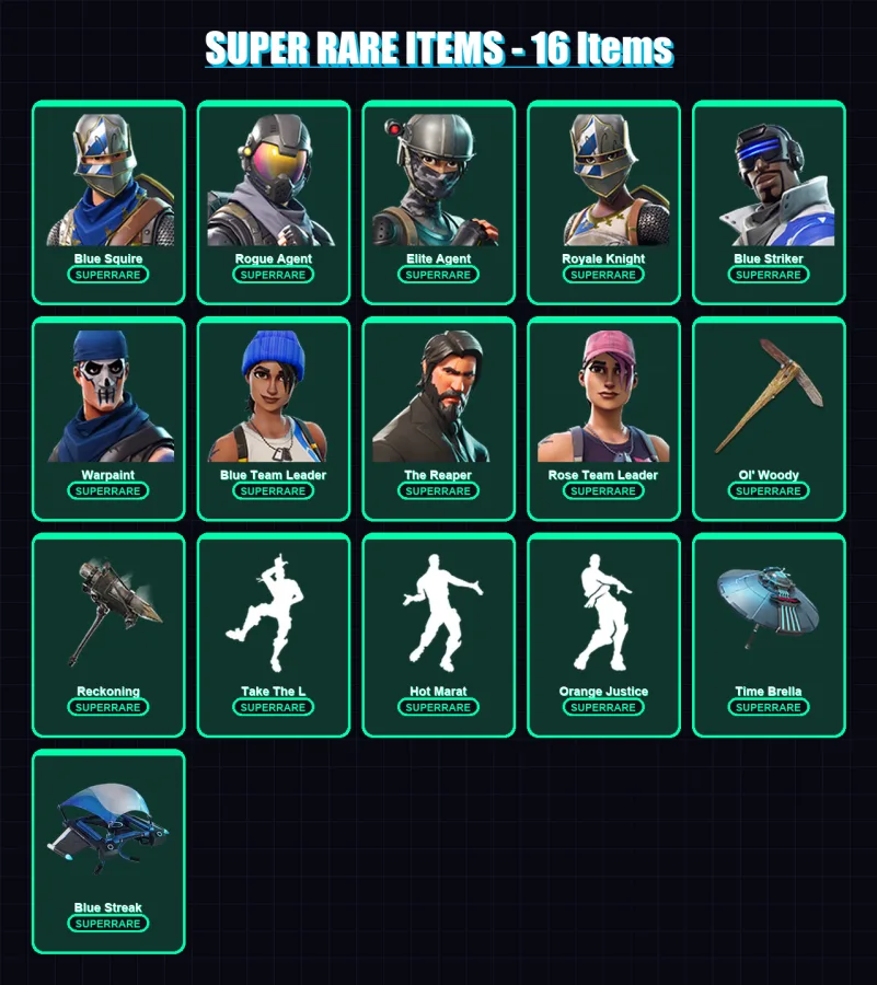 [PS4/PS5/XBOX/PC] | Blue Squire | Rogue Agent | Elite Agent | Royale Knight | Blue Striker | 76 skin | 78 pickaxe | 76 emote | 62 glider | Lv593