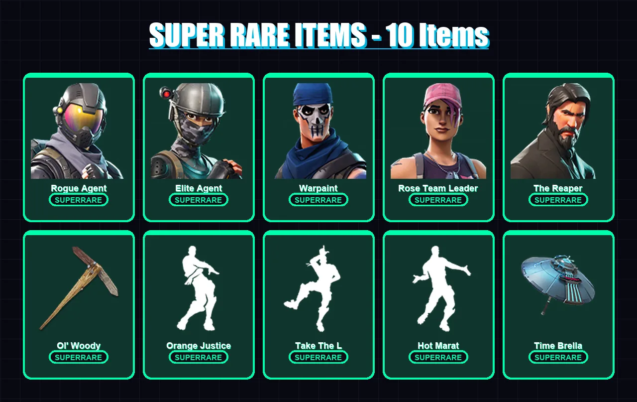 [PC/XBOX/PSN] | Rogue Agent | Elite Agent | Warpaint | Rose Team Leader | The Reaper | 71 skin | 84 pickaxe | 74 emote | 90 glider | Lv1430