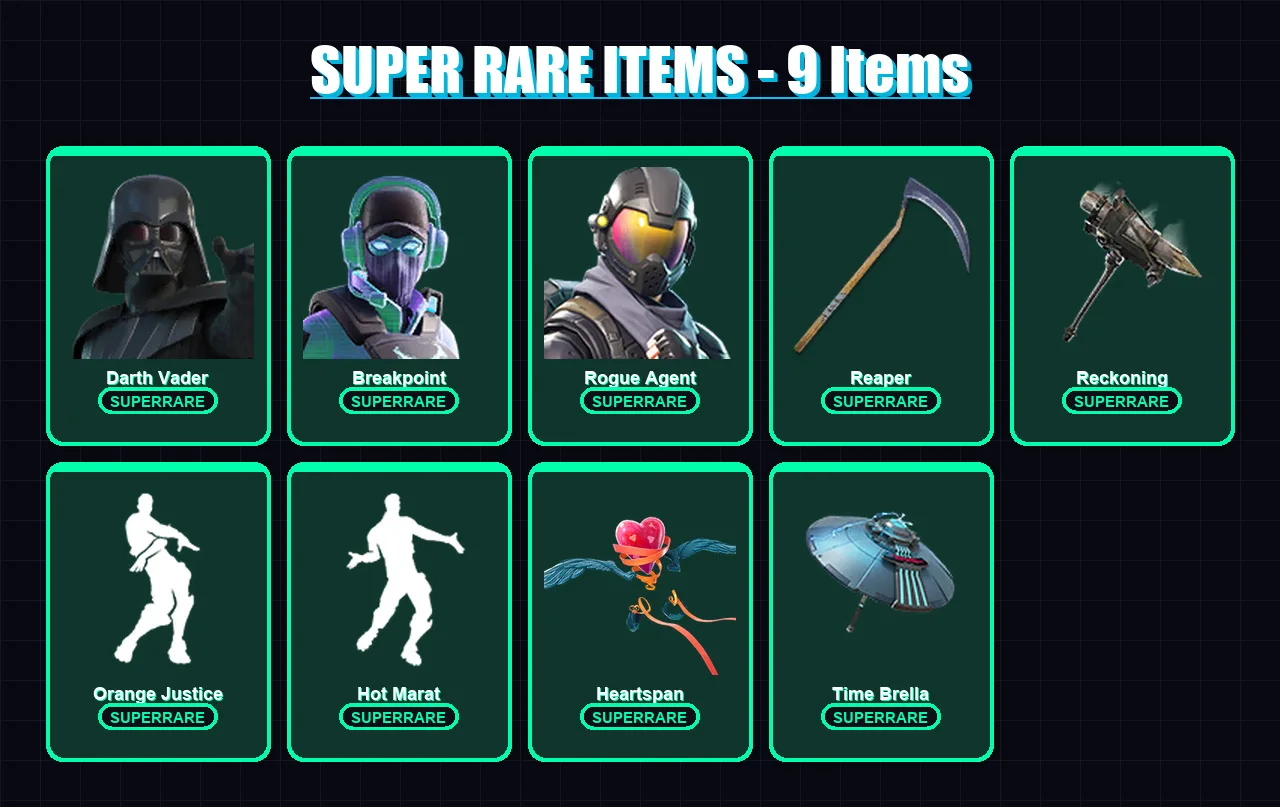 [PC/PSN] | Darth Vader | Breakpoint | Rogue Agent | The Scientist | Mandalorian | 280 skin | 270 pickaxe | 200 emote | 240 glider | Lv3674