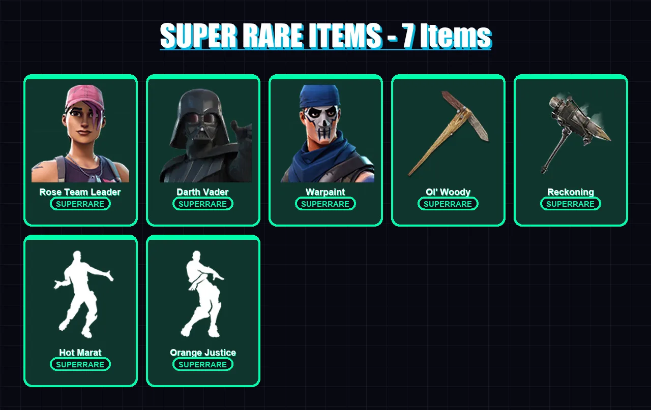 [PC/PSN] | Rose Team Leader | Darth Vader | Warpaint | The Imagined | Lynx | 50 skin | 37 pickaxe | 42 emote | 42 glider | Lv520