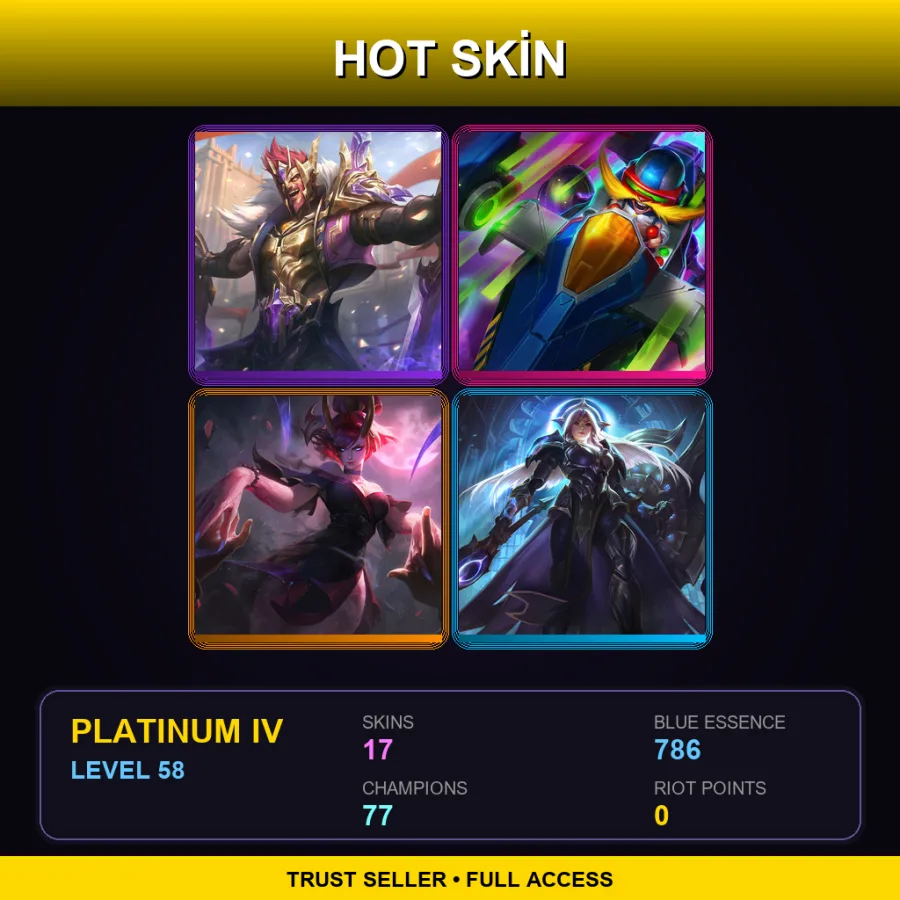 EUW | Lv58 | Platinum IV | 17 Skin | 77 Champ