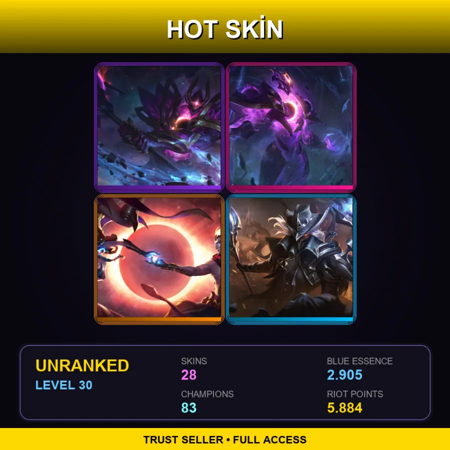 NA | Lv30 | Unranked | 28 Skin | 83 Champ — LoL account